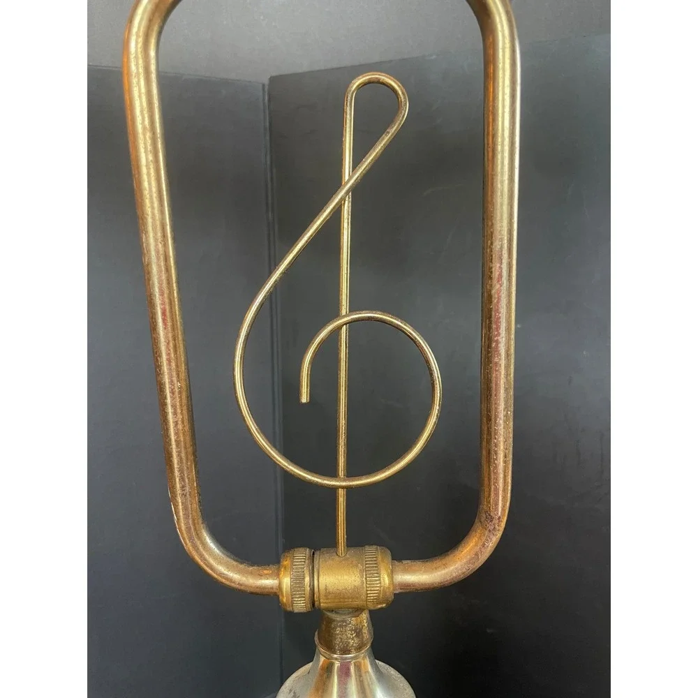 Vintage Brass Piano Desk Lamp Music Treble Clef Note Adjustable Table Light MCM